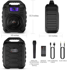 EARISE T26 Karaoke Machine Bluetooth Speaker with Wireless Microphone, Lightweight for Outdoors