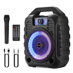 EARISE T26 RGB Portable Bluetooth PA Speaker System, Karaoke Machine Set with Wireless Microphone