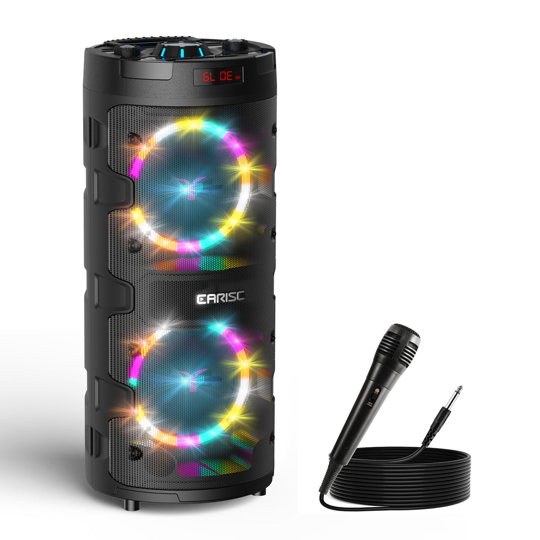 EARISE M62 Karaoke Machine for Adults and Kids, Flashing DJ Lights, TWS Pairing