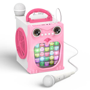 EARISE K25P Karaoke Machine for Kids Girls, Karaoke System Set with 2 Microphones