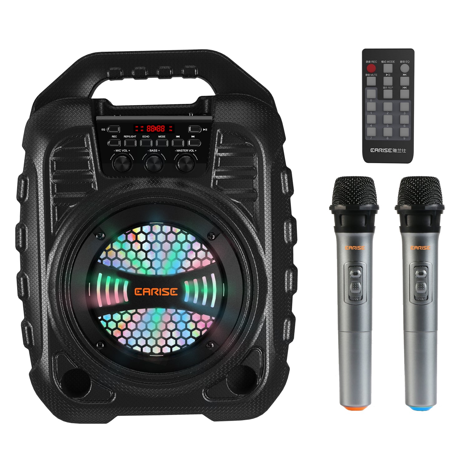 Portable Karaoke Machine Bluetooth Speaker With 2 Wireless Mic For