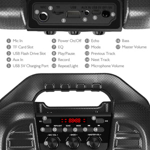 (Open Box) EARISE T26 Pro Karaoke Machine with 2 Wireless Microphones & Mic Volume Control