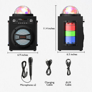 EARISE T12 Pro Karaoke Machine System with 2 Microphones, Room-Filling Light Show with Ring Floor Light